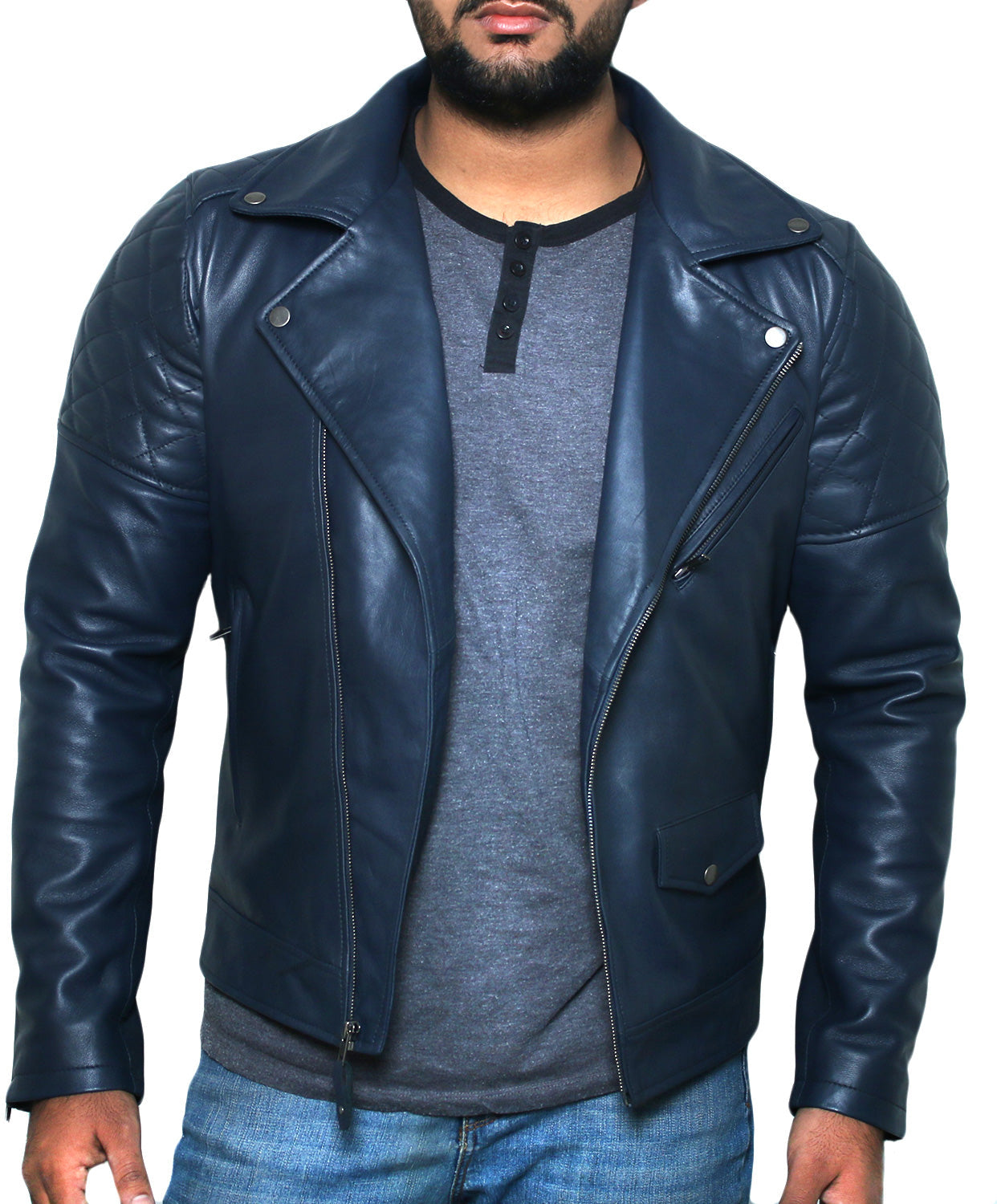 Leather Jackets Hub Mens Genuine Lambskin Leather Jacket (Black, Double Rider Jacket) - 1501001