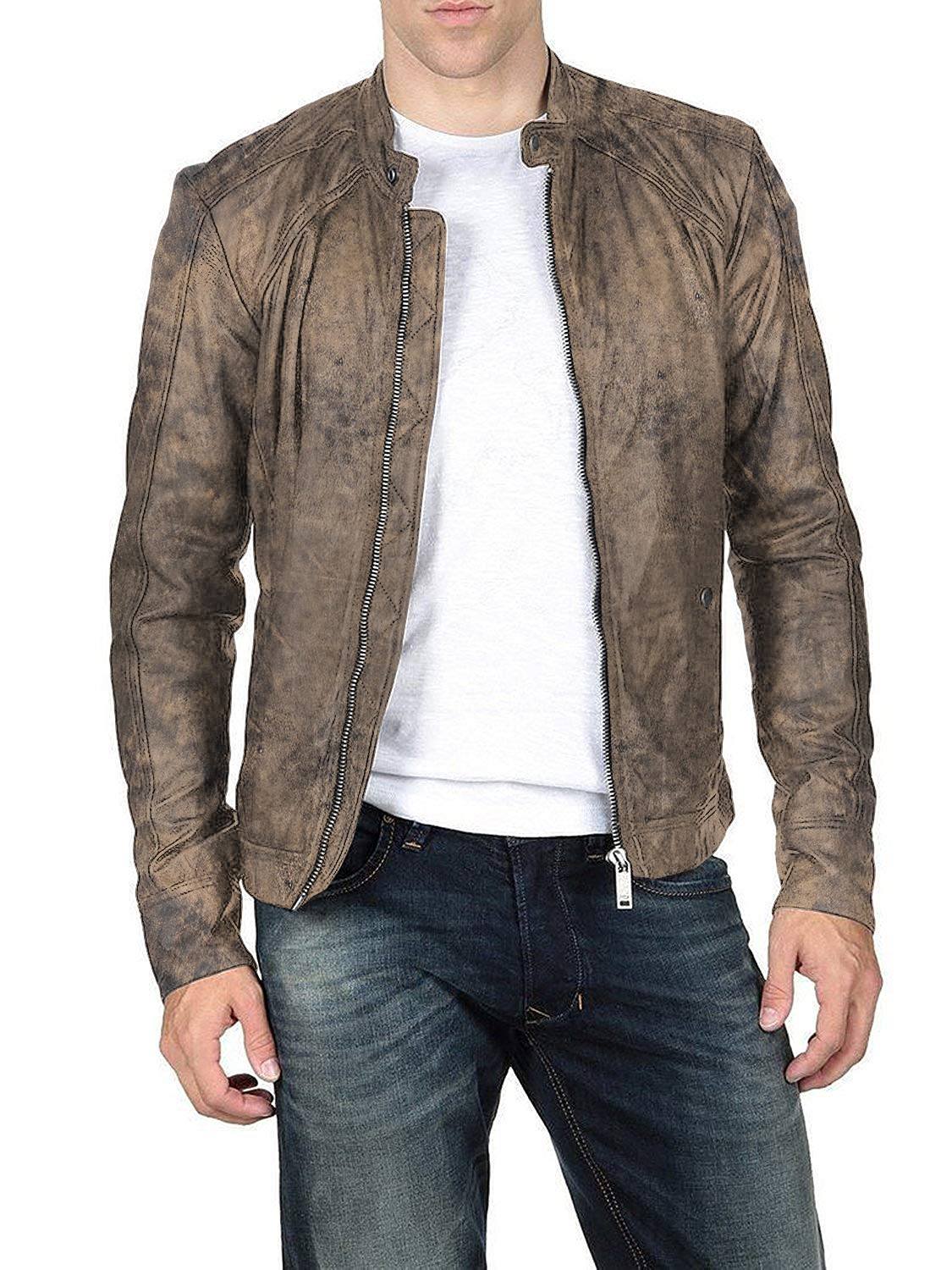 Leather Jackets Hub Mens Genuine Lambskin Leather Jacket (Black, Classic Jacket) - 1501011