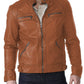  Leather Jackets Hub Mens Genuine Lambskin Leather Jacket (Black, Racer Jacket) - 1501018