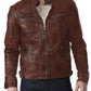  Leather Jackets Hub Mens Genuine Lambskin Leather Jacket (Black, Racer Jacket) - 1501018