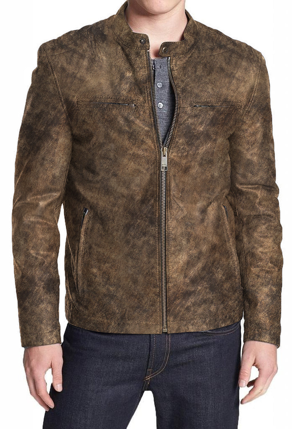 Leather Jackets Hub Mens Genuine Lambskin Leather Jacket (Black, Racer Jacket) - 1501021