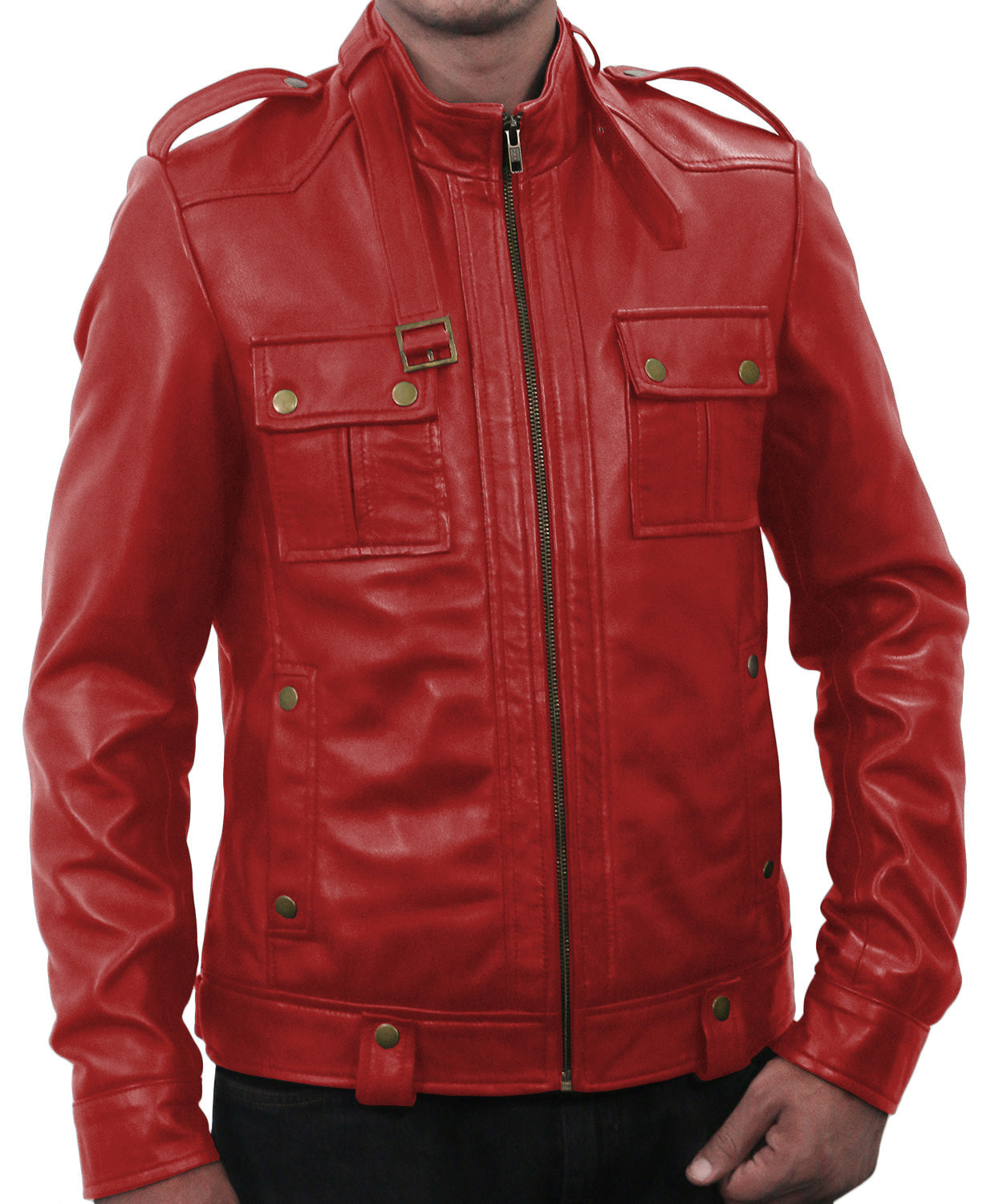 Leather Jackets Hub Mens Genuine Lambskin Leather Jacket (Black, Officer Jacket) - 1501075