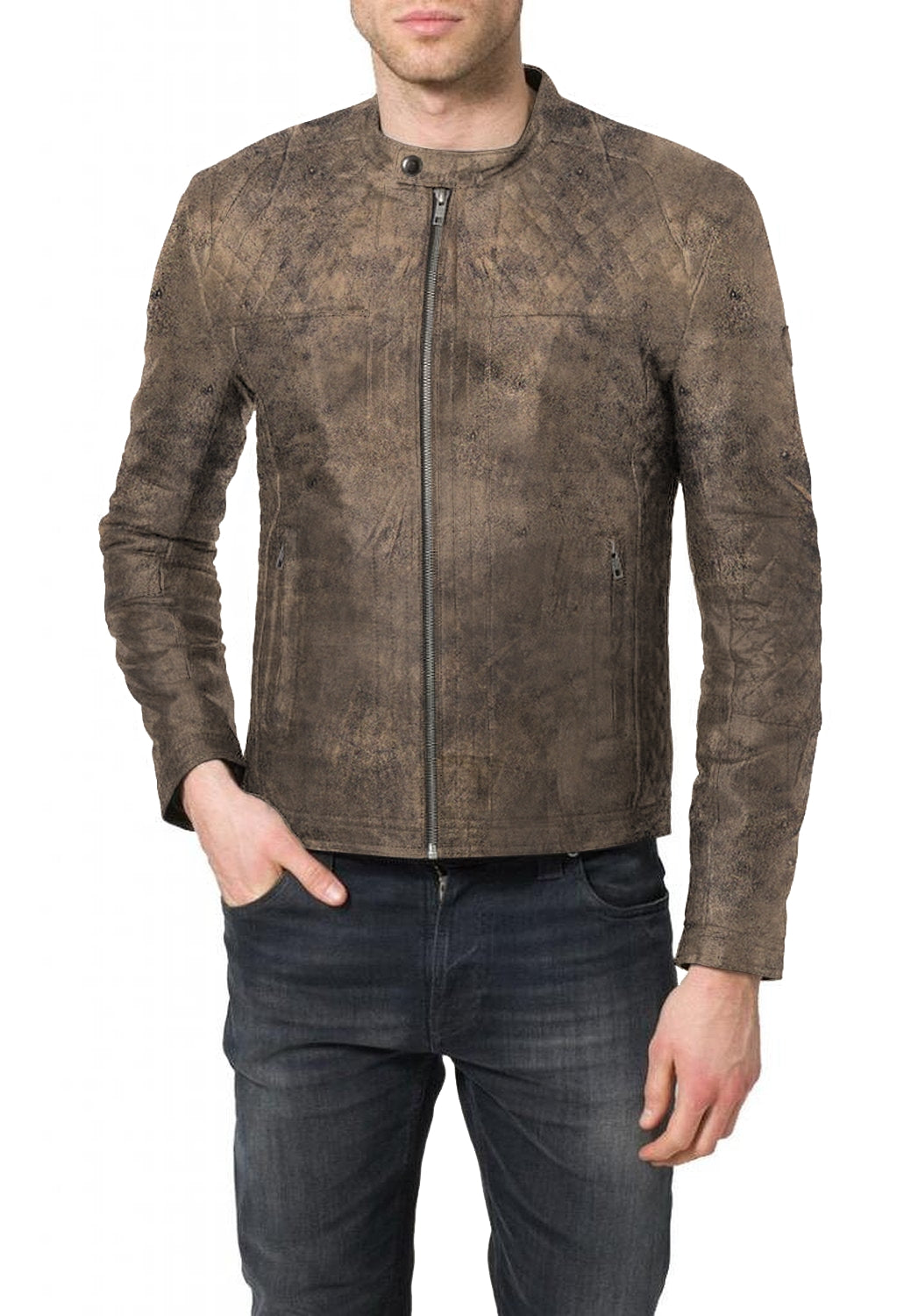 Leather Jackets Hub Mens Genuine Lambskin Leather Jacket (Black, Racer Jacket) - 1501082