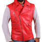  Leather Jackets Hub Mens Genuine Lambskin Leather Waist (Black, Biker Vest) - 1503096