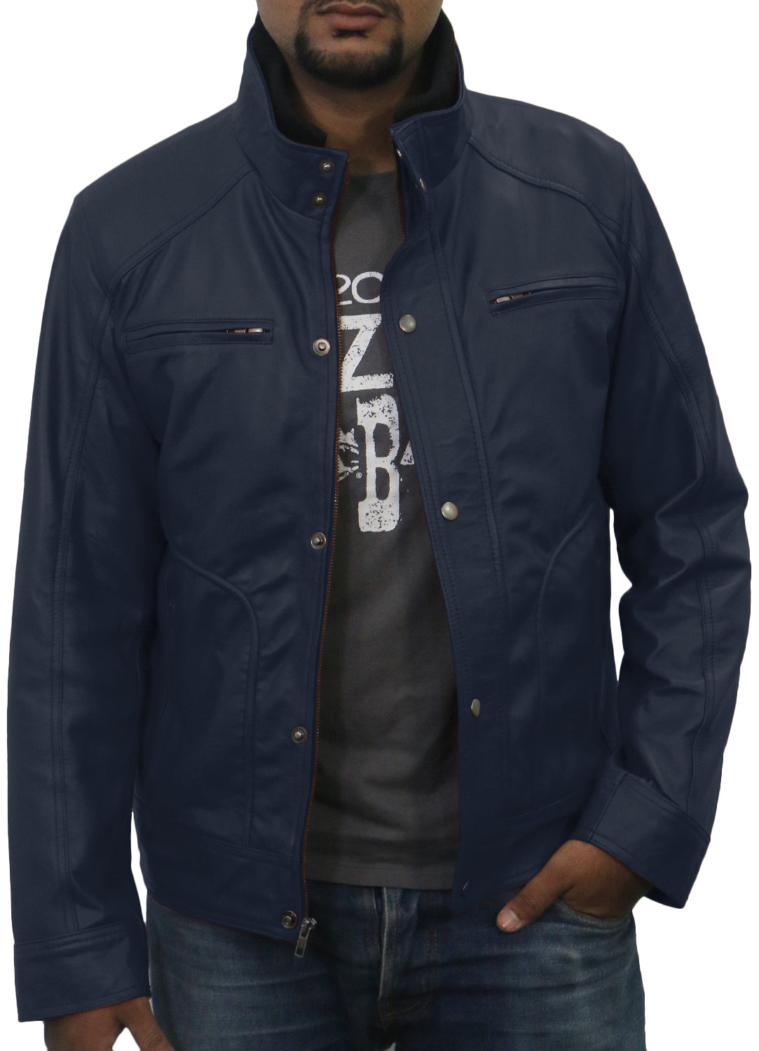 Leather Jackets Hub Mens Genuine Lambskin Leather Jacket (Black, Fencing Jacket) - 1501101