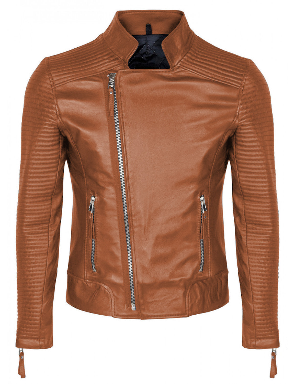Leather Jackets Hub Mens Genuine Lambskin Leather Jacket (Black, Fencing Jacket) - 1501118