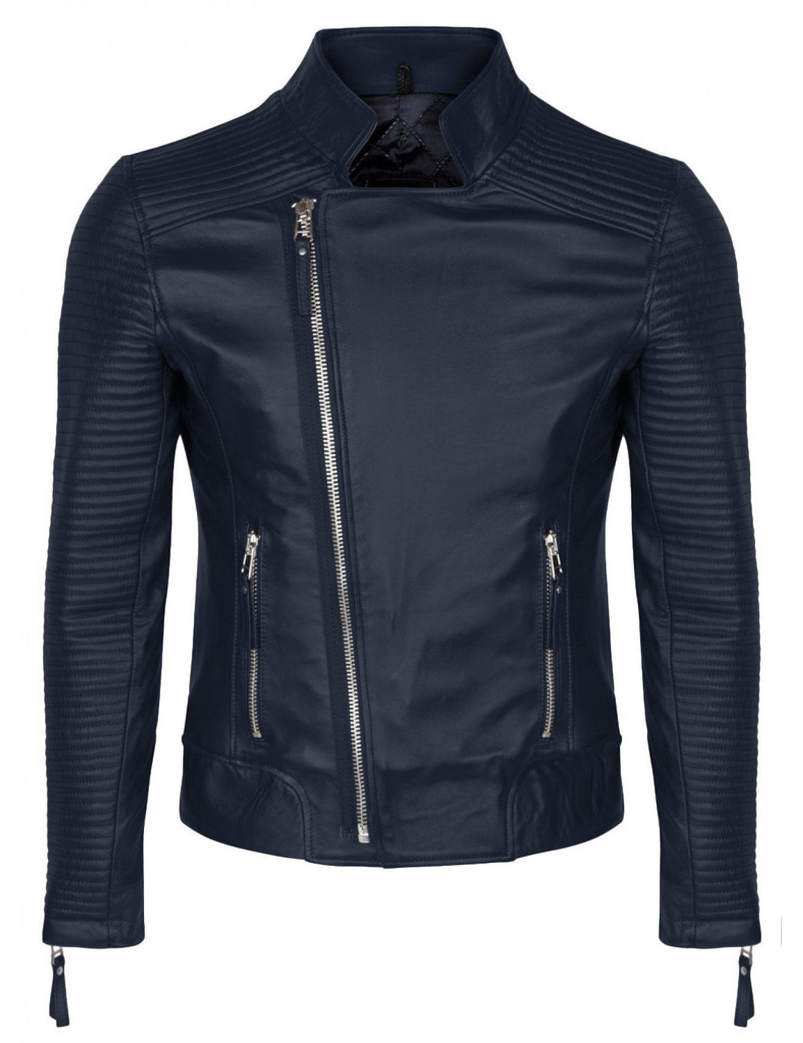Leather Jackets Hub Mens Genuine Lambskin Leather Jacket (Black, Fencing Jacket) - 1501118