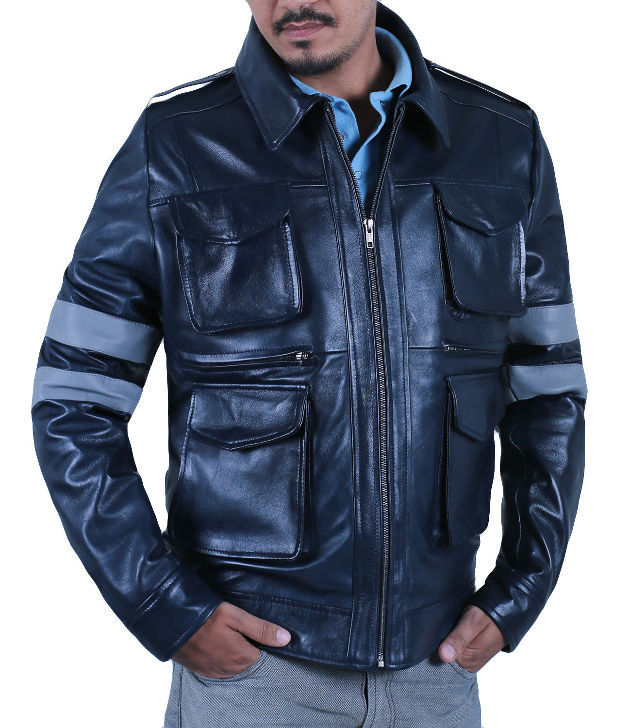 Leather Jackets Hub Mens Genuine Lambskin Leather Jacket (Black, Field Jacket) - 1501127