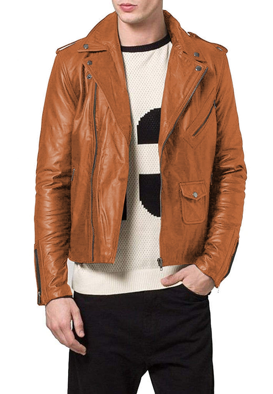 Leather Jackets Hub Mens Genuine Lambskin Leather Jacket (Black, Double Rider Jacket) - 1501188
