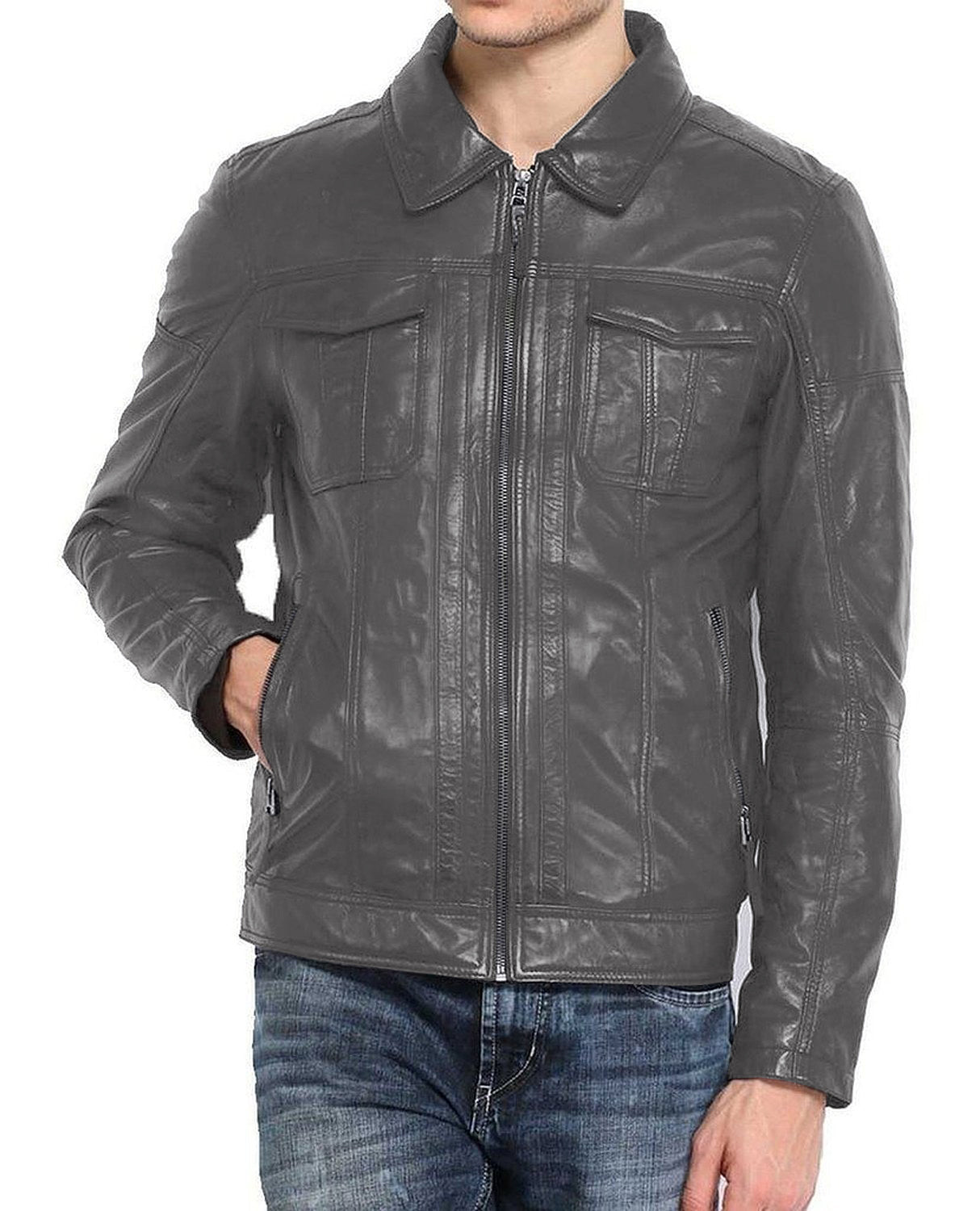 Leather Jackets Hub Mens Genuine Lambskin Leather Jacket (Black, Regal Jacket) - 1501205