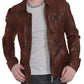  Leather Jackets Hub Mens Genuine Lambskin Leather Jacket (Black, Aviator Jacket) - 1501221