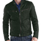  Leather Jackets Hub Mens Genuine Lambskin Leather Jacket (Black, Racer Jacket) - 1501233