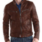  Leather Jackets Hub Mens Genuine Lambskin Leather Jacket (Black, Racer Jacket) - 1501233