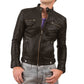  Leather Jackets Hub Mens Genuine Lambskin Leather Jacket (Black, Racer Jacket) - 1501275