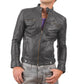  Leather Jackets Hub Mens Genuine Lambskin Leather Jacket (Black, Racer Jacket) - 1501275