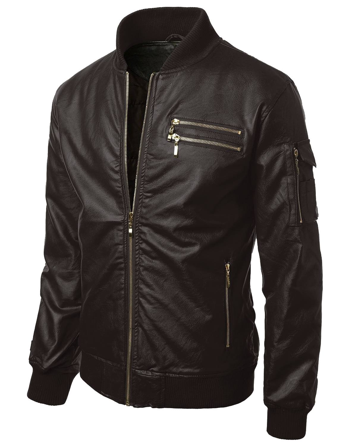 Leather Jackets Hub Mens Genuine Lambskin Leather Jacket (Black, Bomber Jacket) - 1501286