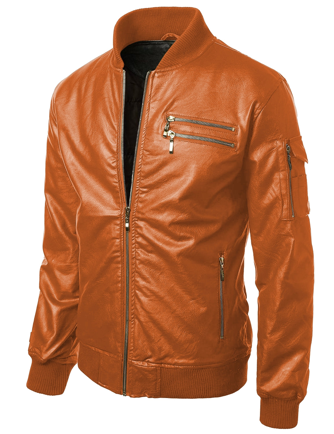 Leather Jackets Hub Mens Genuine Lambskin Leather Jacket (Black, Bomber Jacket) - 1501286