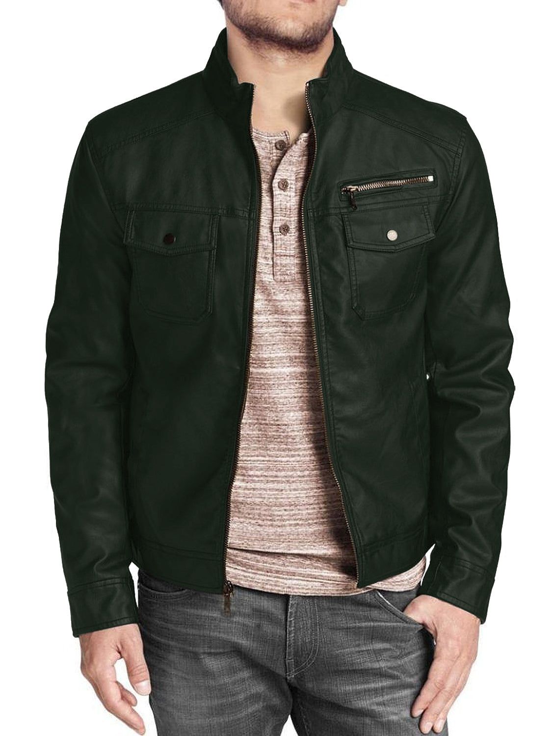 Leather Jackets Hub Mens Genuine Lambskin Leather Jacket (Black, Regal Jacket) - 1501332