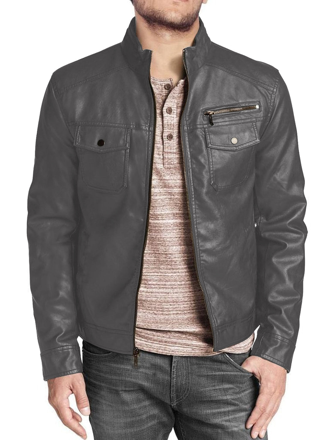 Leather Jackets Hub Mens Genuine Lambskin Leather Jacket (Black, Regal Jacket) - 1501332