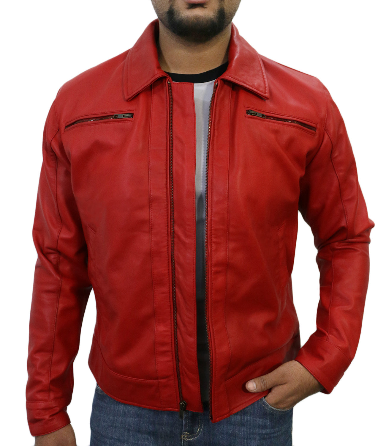 Leather Jackets Hub Mens Genuine Lambskin Leather Jacket (Black, Aviator Jacket) - 1501336