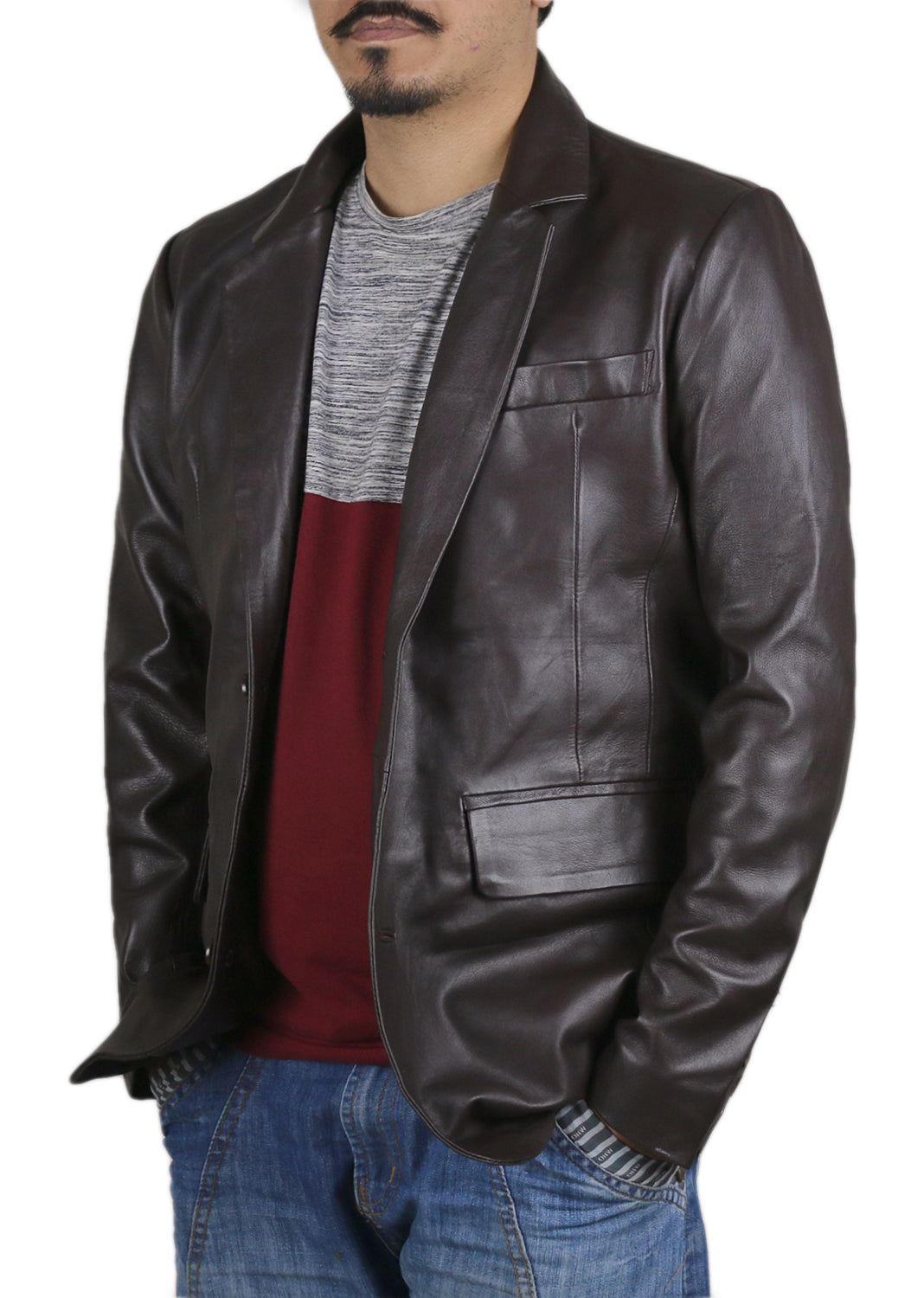 Leather Jackets Hub Mens Genuine Lambskin Leather Coat (Black, Blazer Jacket) - 1501830