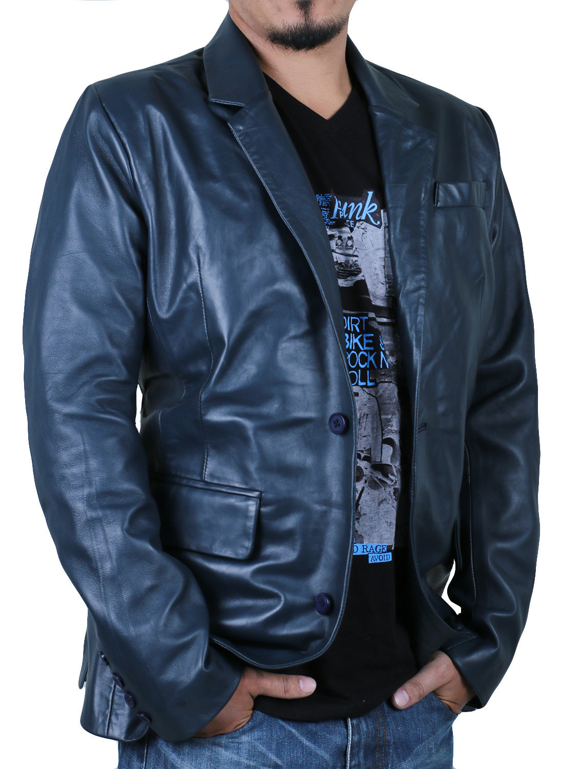 Leather Jackets Hub Mens Genuine Lambskin Leather Coat (Black, Blazer Jacket) - 1501830