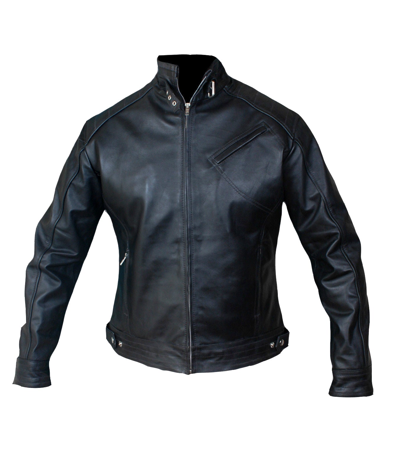 Leather Jackets Hub Men's Jeremy Renner Aaron Cross Cow Hide Leather Jacket (Black, Racer Jacket) - 1501808 - Leather Jackets Hub