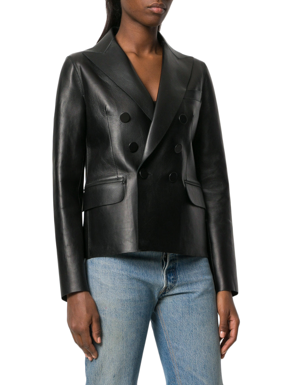 Leather Jackets Hub Womens Genuine Cowhide Leather Jacket (Black, Officer Jacket) - 1821061