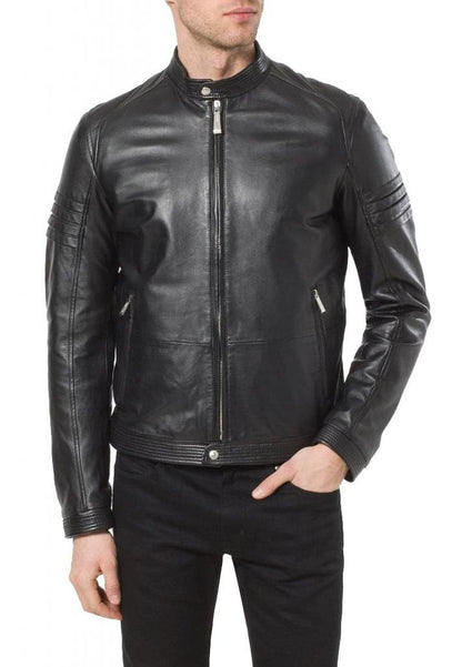 Leather Jackets Hub Mens Genuine Cowhide Leather Jacket (Black, Classic Jacket) - 1501257