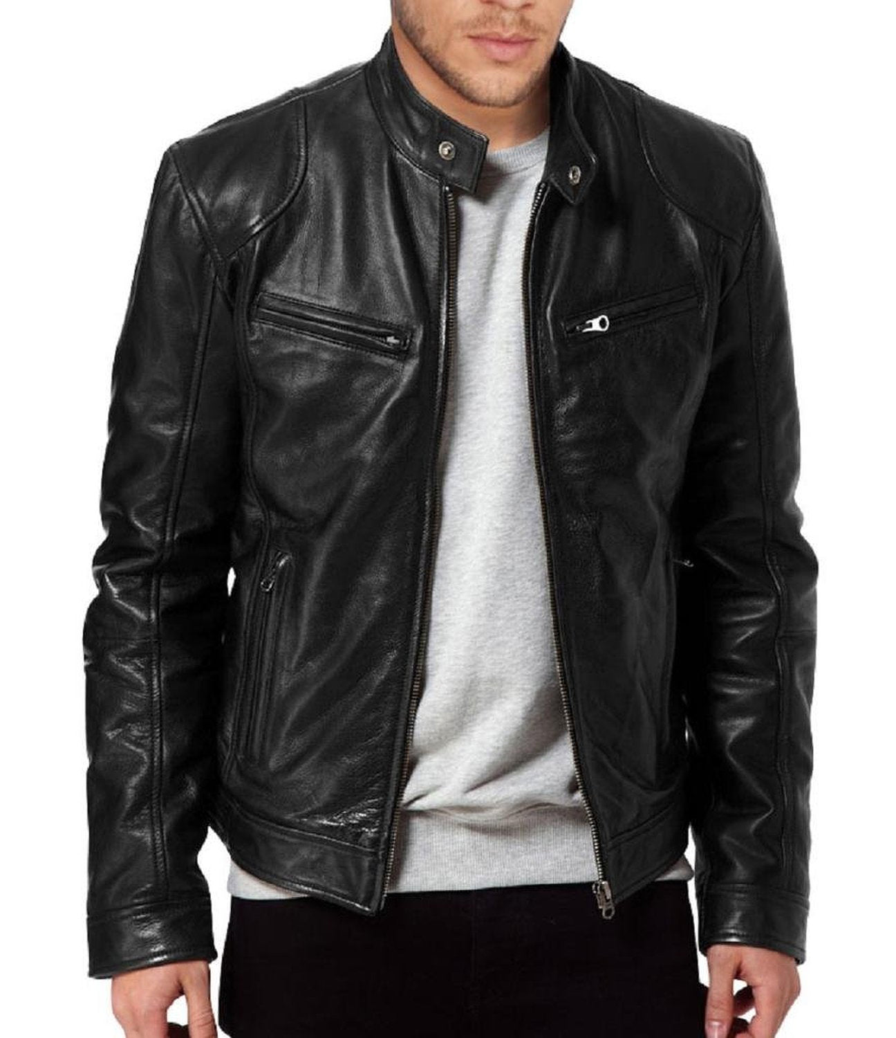 Lambskin leather blazer hotsell