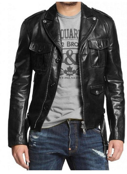 Leather Jackets Hub Mens Genuine Lambskin Leather Jacket (Black, Double Rider Jacket) - 1501031
