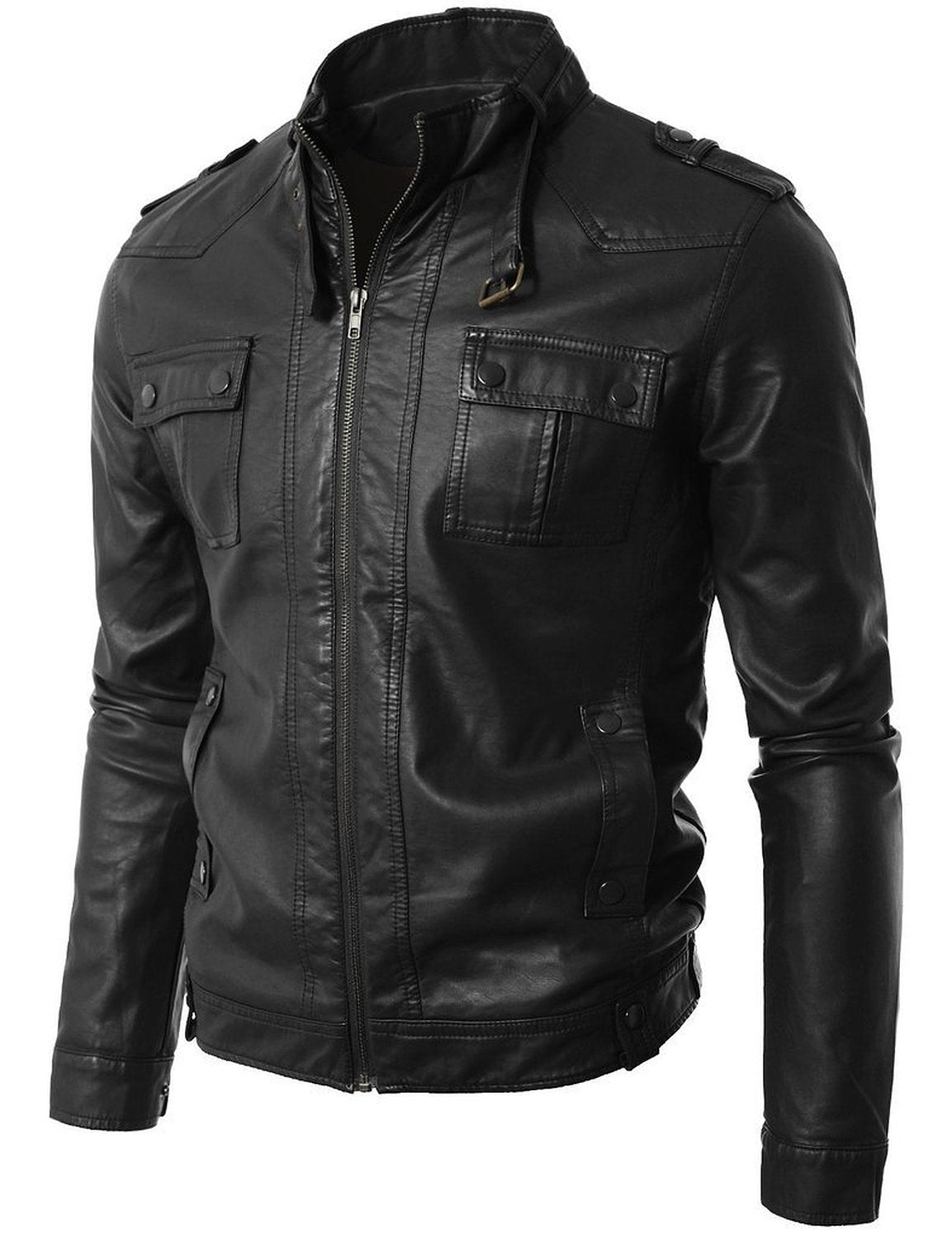 Leather Jackets Hub Mens Genuine Cowhide Leather Jacket (Black, Regal Jacket) - 1501652
