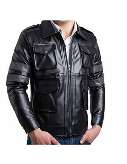 Leather Jackets Hub Mens Genuine Lambskin Leather Jacket (Black, Field Jacket) - 1501127