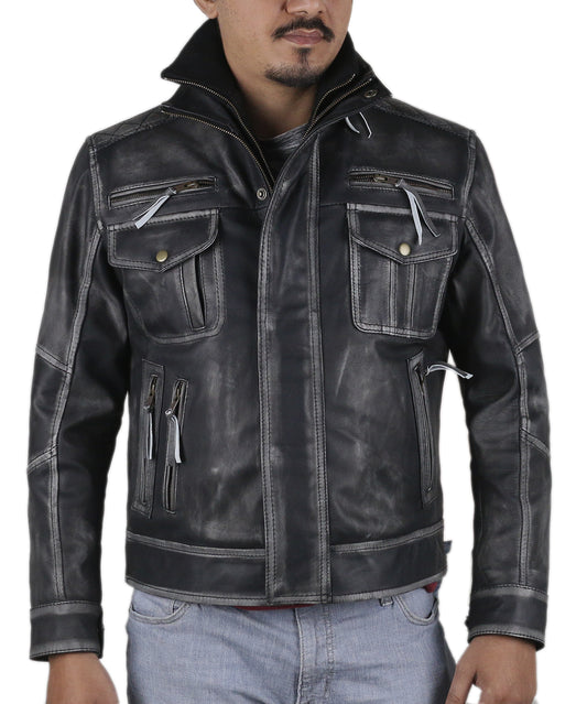 Distressed Charcoal Black@Vorith-Distressed-Charcoal-Black-Bomber-Leather-Jacket