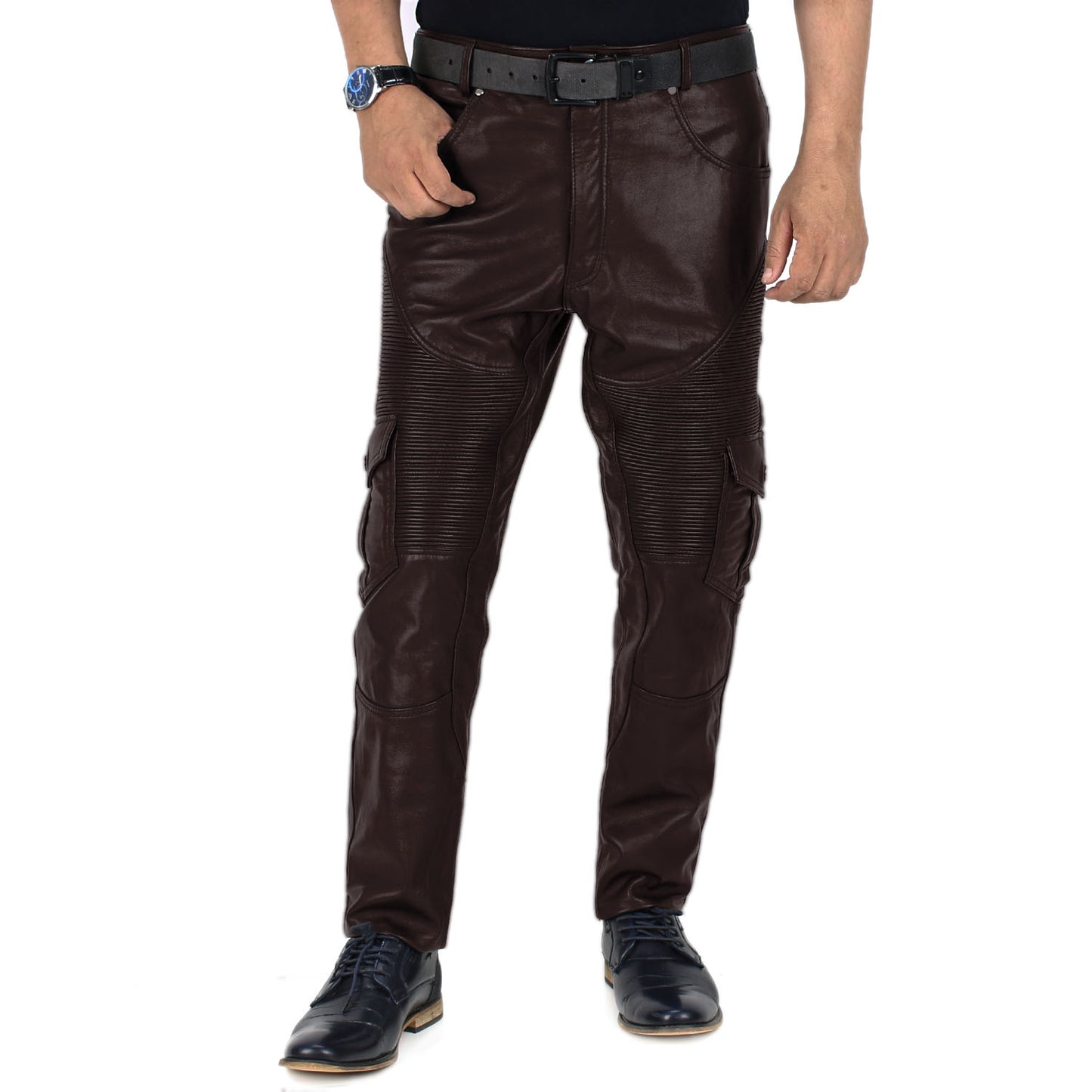 Veyron Men's Blue Faux Leather Pants