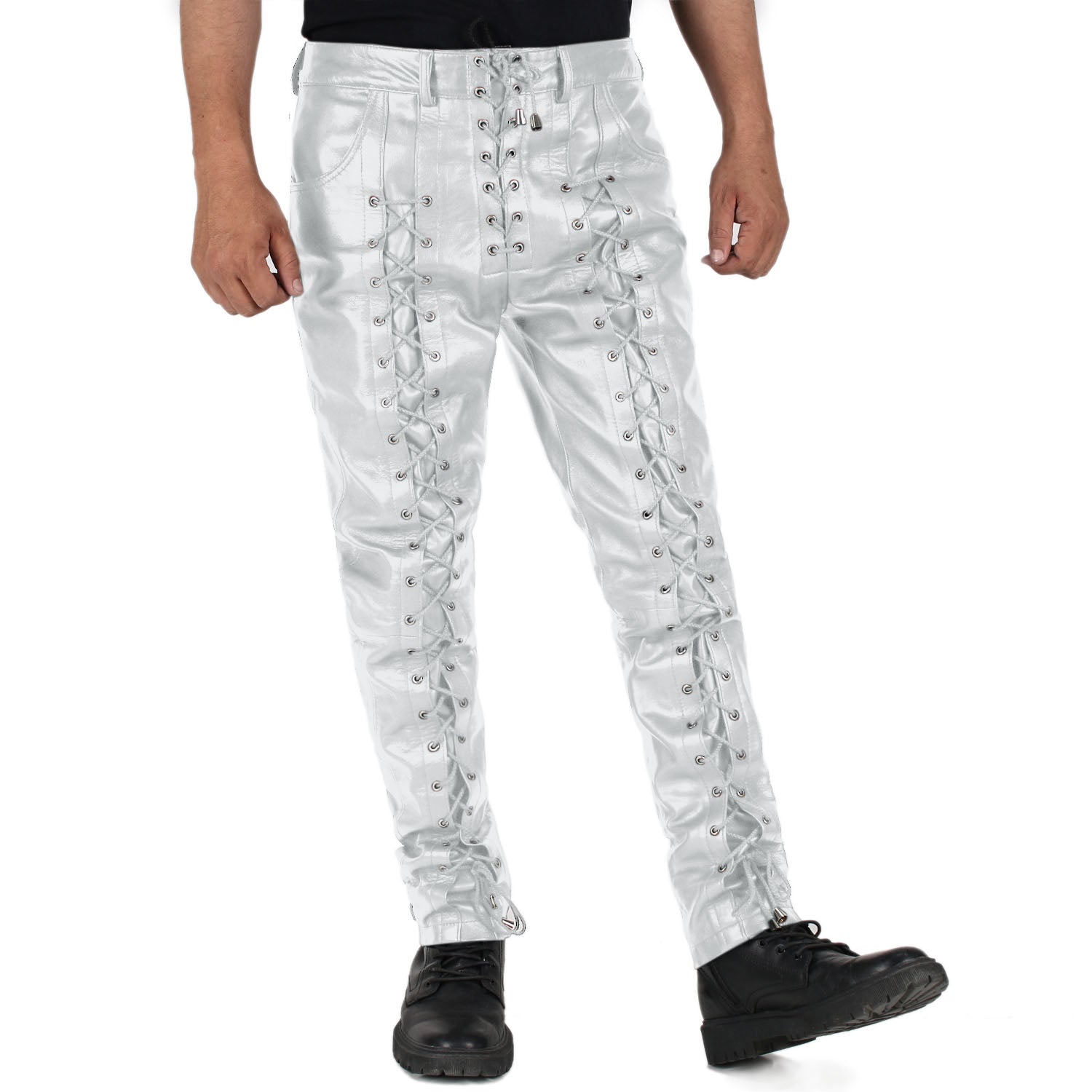 White@Zephor-Men's-White-Leather-Motorcycle-Pants