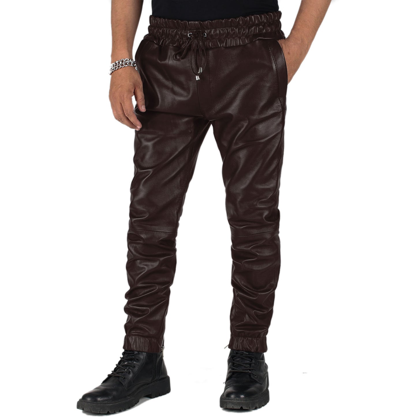 Veyron Men's Green Faux Leather Pants