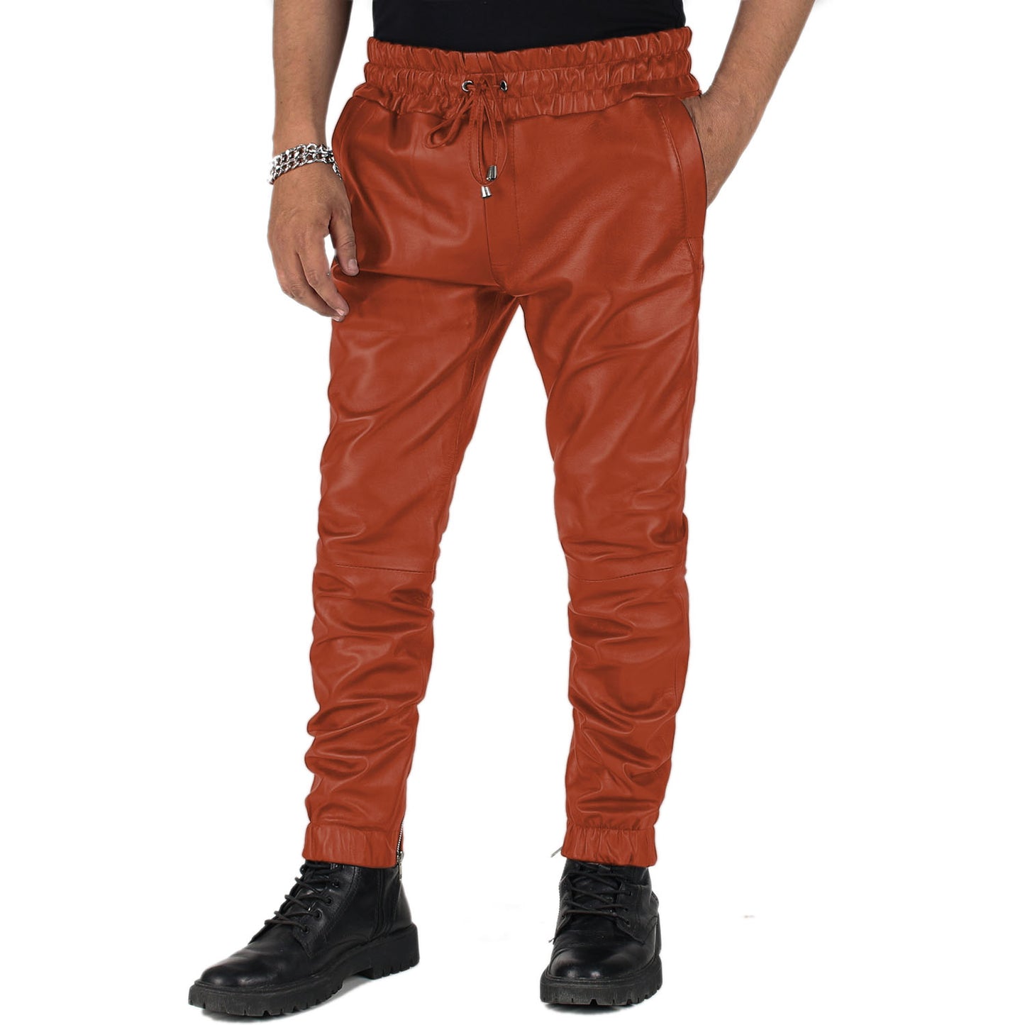 Delara Men's Black Faux Leather Pants