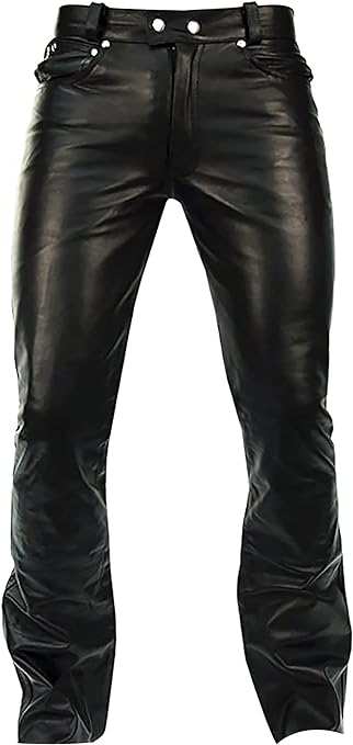 Thalor Men's Red Faux Leather Pants