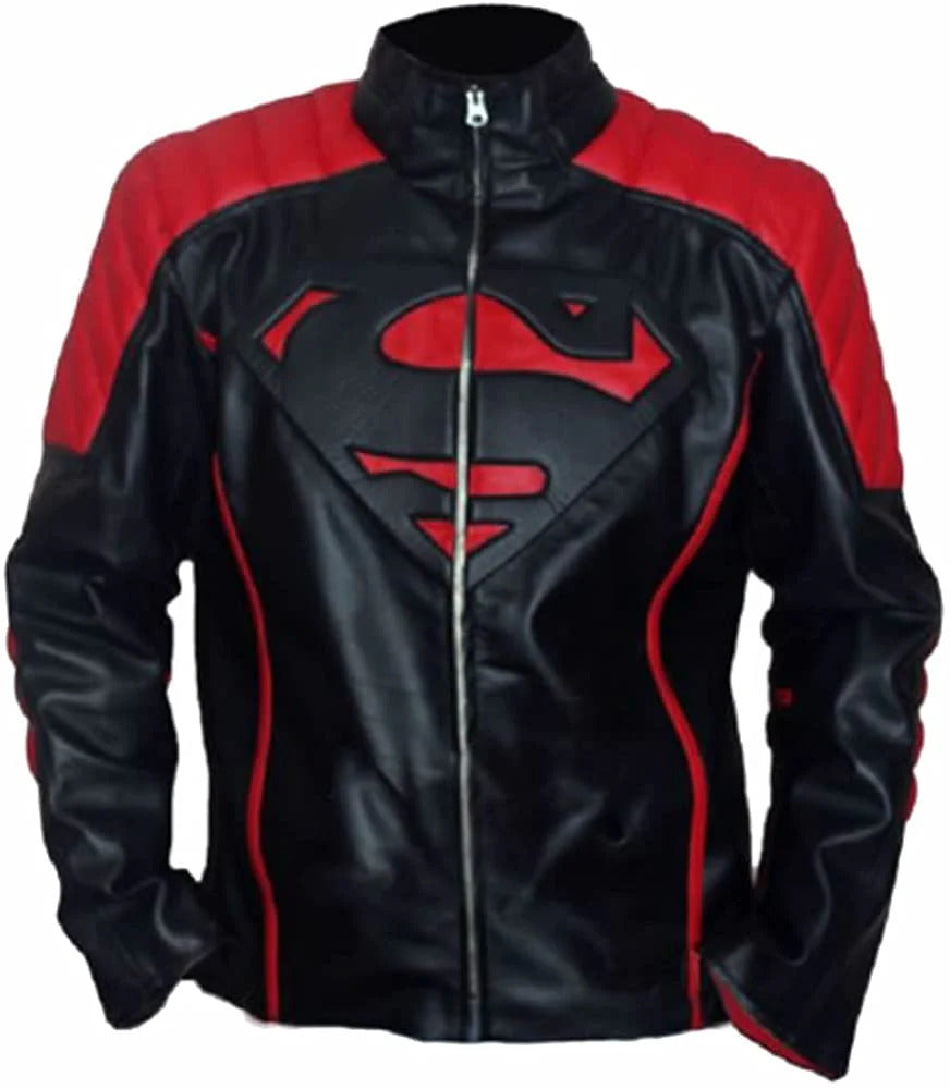 Red-Black@Smallville-Superman-Red-Leather-Jacket