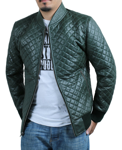 Glimmerix Green Bomber Leather Jacket