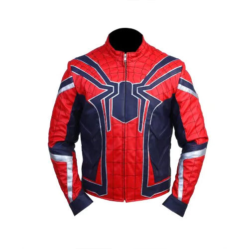 Red-Navy Blue@Tom-Holland-Spider-Man-Far-From-Home-Red-Leather-Jacket