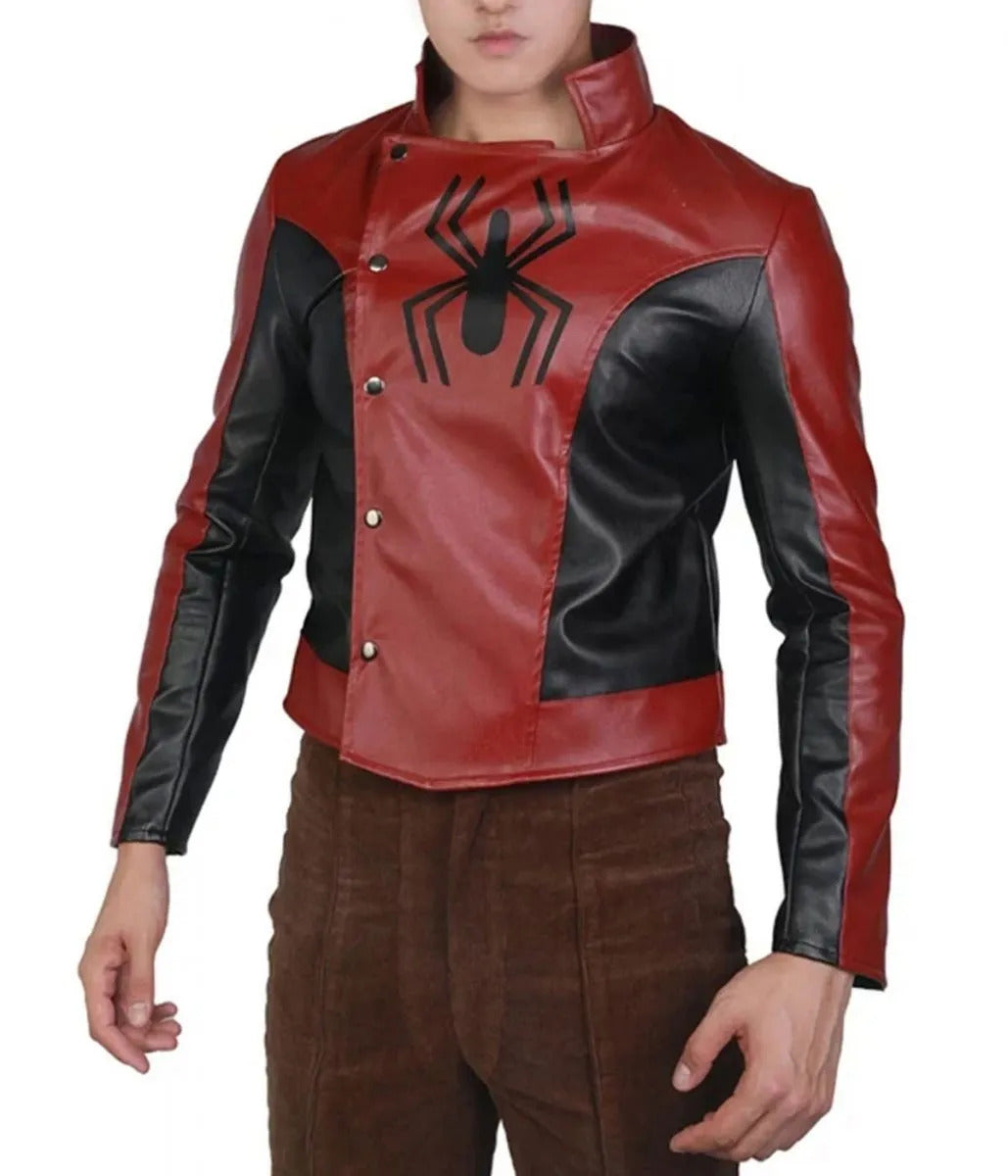 Red-Black@Leather-Jackets-Hub-Mens-Genuine-Lambskin-Leather-Jacket-(Red-Black,-Spider-Man)---LJH1045