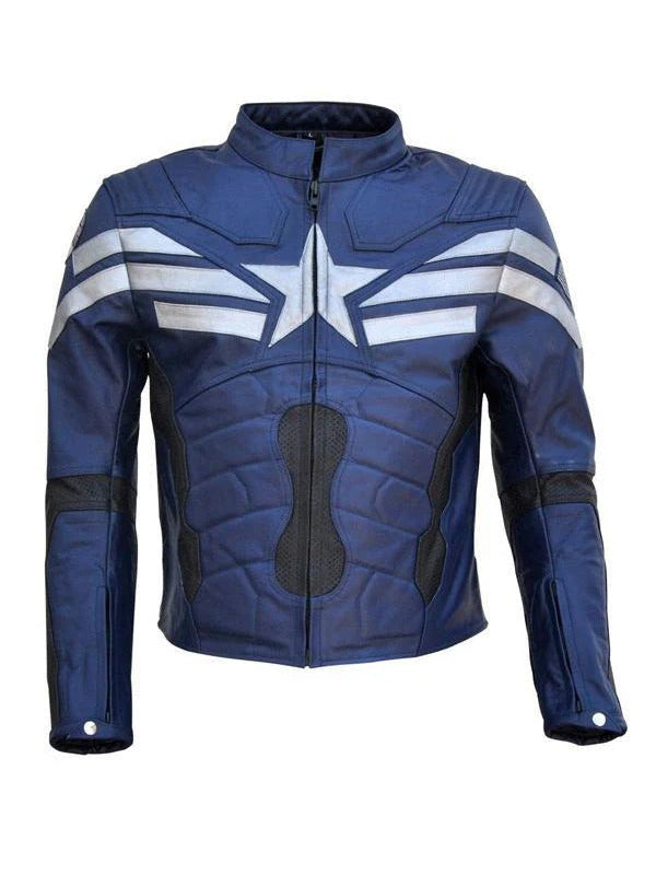 Navy Blue@Chris-Evans-The-Winter-Soldier-Captain-America-Blue-Leather-Jacket