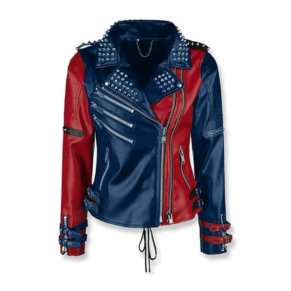 Leather-Jackets-Hub-Womens-Genuine-Lambskin-Leather-Jacket-(Red-Navy-Blue,-Harley-Quinn)---LJH1057