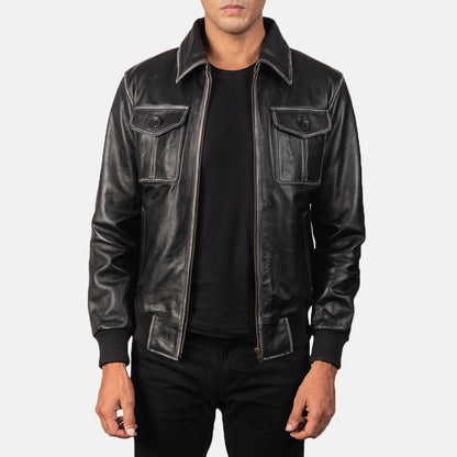 Ulvora-Distressed-Black-Bomber-Leather-Jacket