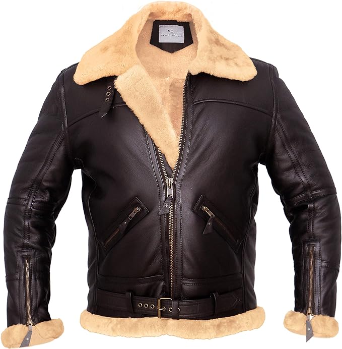 Distressed Brown@Caelix-Distressed-Brown-Double-Face-Shearling-Leather-Jacket