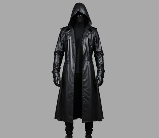 Black@hooded-leather-trench-coat