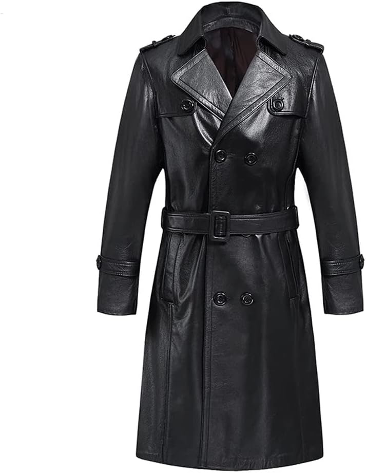 Black@Belted-Leather-Trench-Coat-with-Gun-Flap