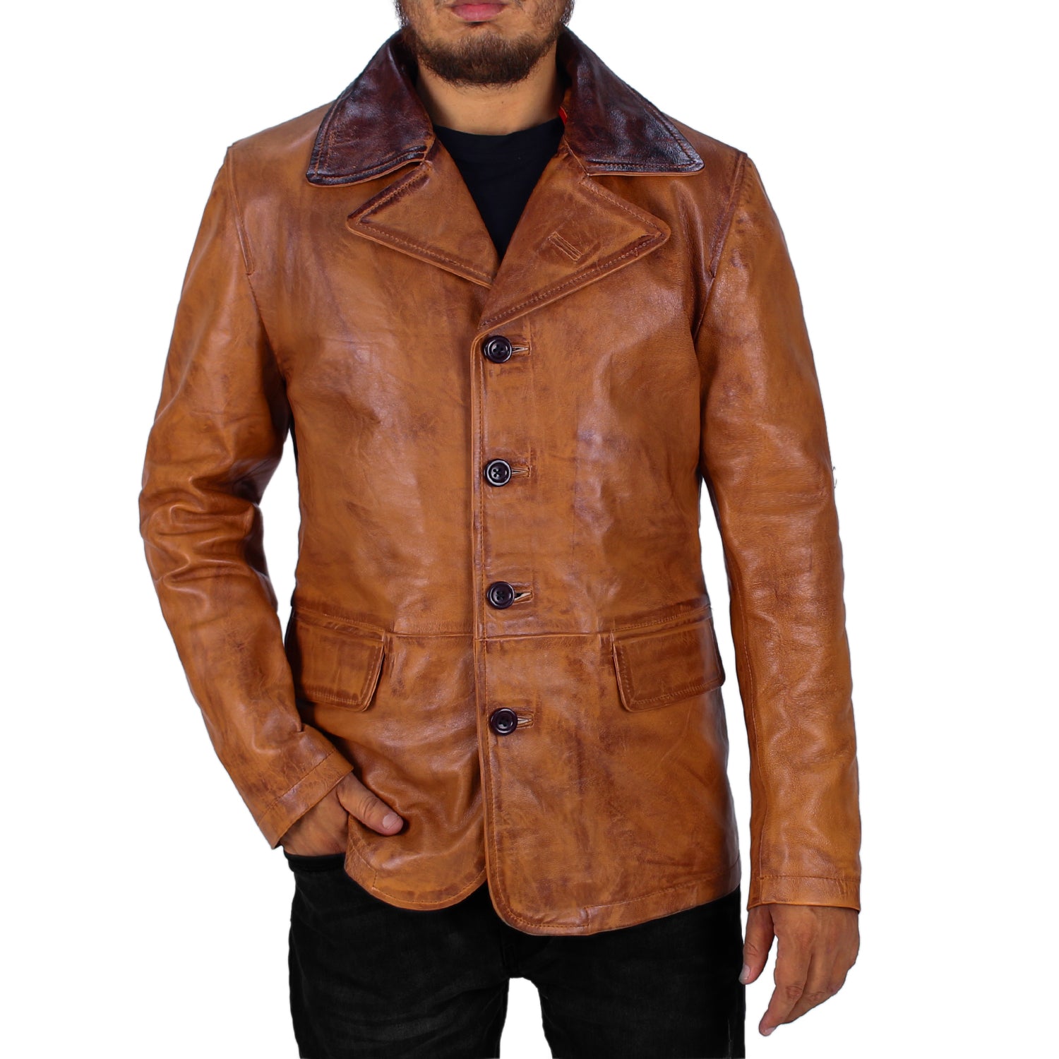 TAN@lyxis-distressed-leather-double-breasted-men's-winter-coat